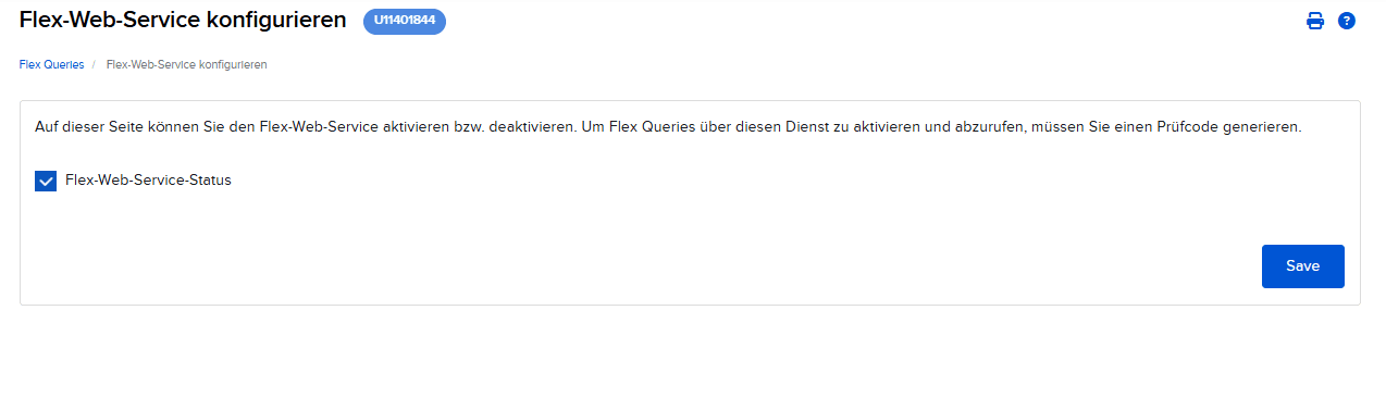 IBKR Flex Web Service – Prüfcode generieren